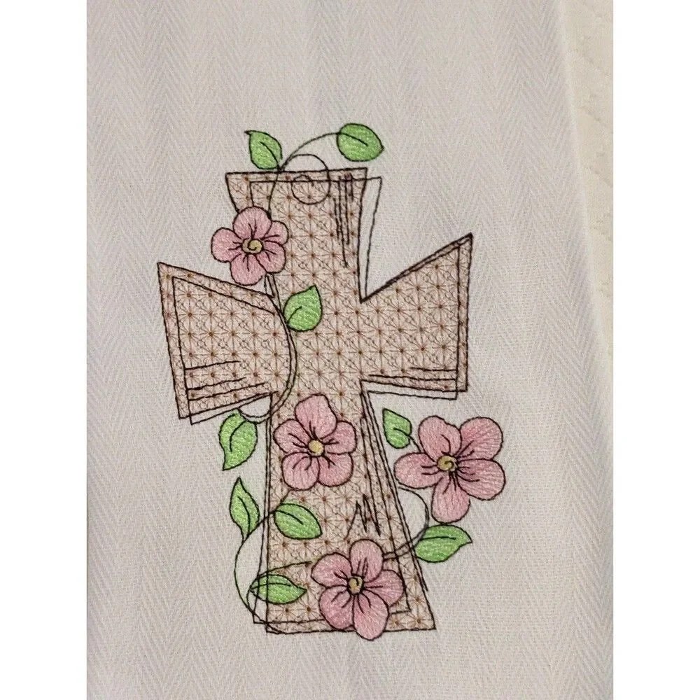 Embroidered gorgeous intricate cross decorative towel New Handmade Non smoking
